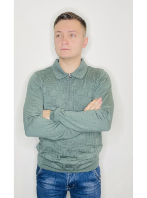 Джемпер-поло на молнии оливковый