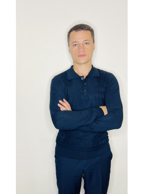 Джемпер с орнаментом синий 