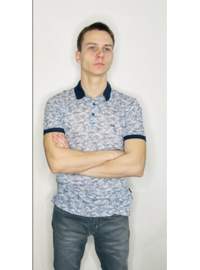 Футболка-поло серая с принтом Футболка-поло серая с принтом