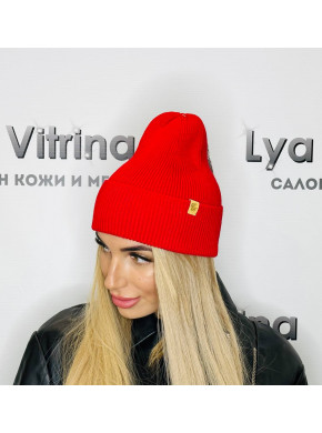 Шапка колпак с отворотом красный